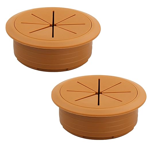 EASYEAH 2 Pcs Desk Grommet 2" / 50 mm, Desk Hole Cover for Cables, Cable Grommet ABS Plastic, Desk Hole Grommet for Home & Office Pc, Detachable Cable Cord Organizer,Brown