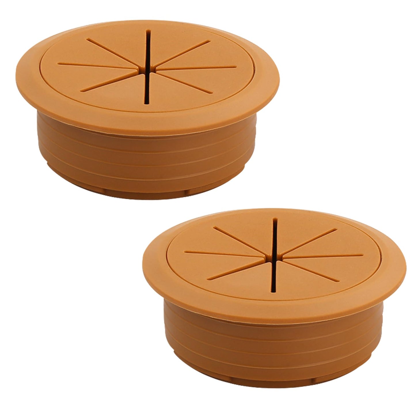 EASYEAH 2 Pcs Desk Grommet 2-1/16" / 53 mm, Desk Hole Cover for Cables Brown, Cable Grommet ABS Plastic, Desk Hole Grommet for Home & Office Pc, Detachable Cable Cord Organizer
