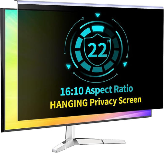 22 Inch Computer Privacy Screen for 16:10 Computer Monitor, Anti-Blue Light Monitor Privacy Screen Filter, Anti-UV Computer Screen Privacy Shield, Hanging Type