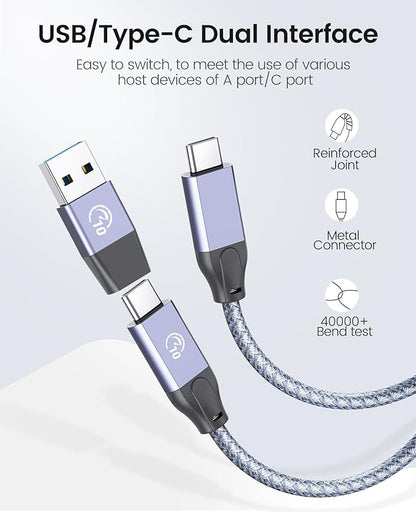 ORICO 7 Port USB Hub 10Gbps, Aluminum USB 3.2 Gen 2 Hub, 6 USB 3.2 Data Ports, PD 60W Ports, 1.64Ft C to C Cable, USB Data Hub for Laptop