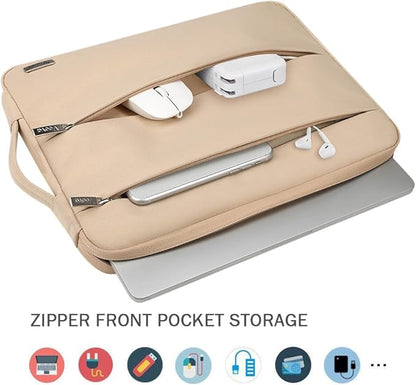 Voova Laptop Sleeve Carrying Case 13 13.6 Inch Compatible with MacBook Air 13 M1/M2/M3/M4, MacBook Pro 13/14, IPad Pro 13, Waterproof Slim Computer Cover Bag, Apricot