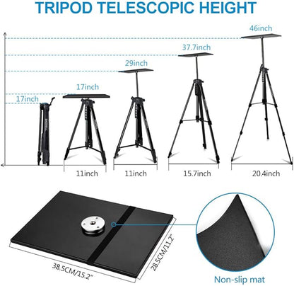 Portable Projector Stand Tripod Adjustable: Universal Laptop Standing Height from 17" to 46" with Carry Bag for Projectors Laptops Photography