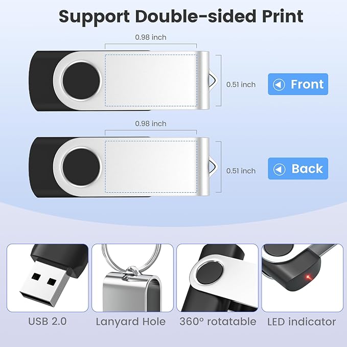 ABLAZE Custom Flash Drive 512MB 100 Pack, Personalized USB Drives Custom USB 2.0 Thumb Drives 100 Pack Memory Stick (Mixcolors)