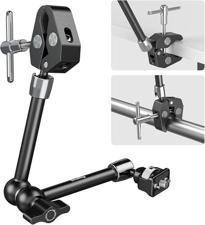 SMALLRIG 11 Inch Magic Arm with Crab-Shaped Clamp, Arm with 1/4"-20 Screw and Retractable Pins, for Action Cameras, Monitors, Video Lights, and Microphones - 5311