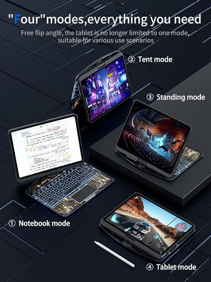 KARTICE Transparent 360 Keyboard Case with Wireless Keyboard for iPad Pro 13 2024 13 inch, Multi-Touch Trackpad, 7 Color Backlight, 360° Rotating Stand with Pencil Holder for iPad Pro 13