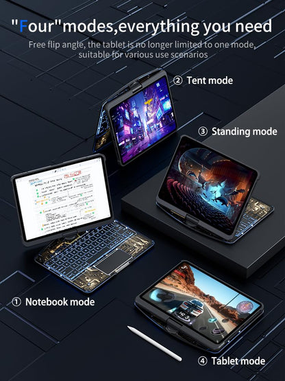 KARTICE Transparent Case with Wireless Keyboard for iPad Pro 13 inch (M4,2024), 7 Colors Backlight, Multi-Touch Trackpad, 360° Rotating Stand Case with Pencil Holder for iPad Pro 13