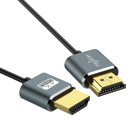 Twozoh Ultra-Thin HDMI to HDMI Cable 1.6FT, Hyper Slim HDMI 2.0 Cable, Extreme Flexible HDMI Cord Support 3D/4K@60Hz, 2160P, 1080P