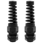 Strain Relief Cord Connector,LISTENJIALE 2Pcs NPT 3/8" Waterproof Cable Gland Flex Spiral Strain Relief Adjustable 5-10mm Cable Connector Nylon Joint with Gaskets(Black)