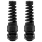 Strain Relief Cord Connector,LISTENJIALE 2Pcs NPT 1/4" Waterproof Cable Gland Flex Spiral Strain Relief Adjustable 4-8mm Cable Connector Nylon Joint with Gaskets(Black)