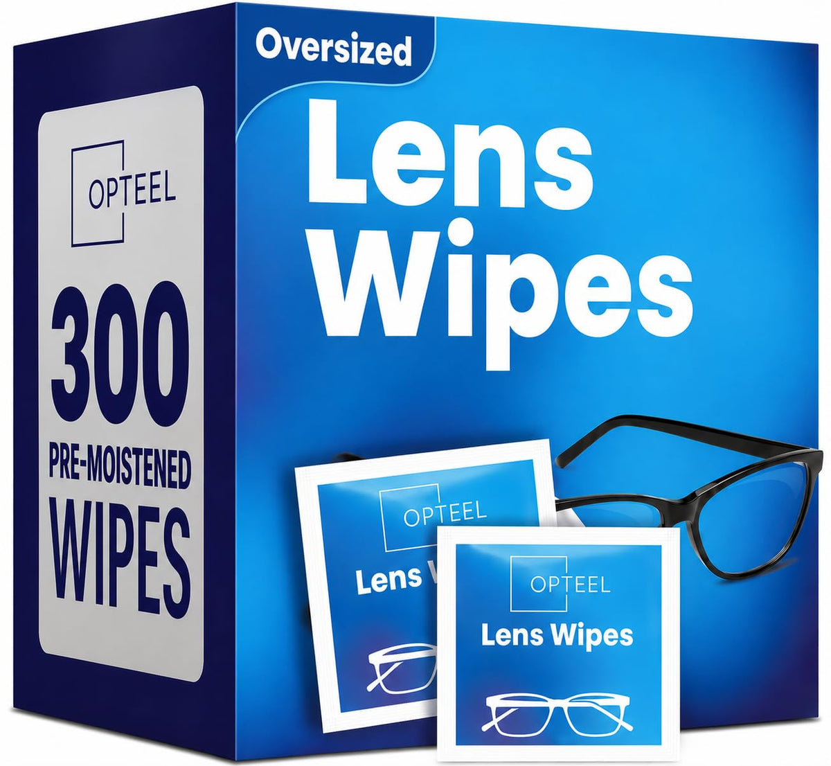 OPTEEL Lens Wipes for Eyeglasses - Pre-moistened Eyeglass Lens Cleaning Wipes - 500 Lens Wipes Individually Wrapped Sracth-Free Streak-Free Eye Glasses Wipes Lens Cleaner for Sunglass & Camera Lens