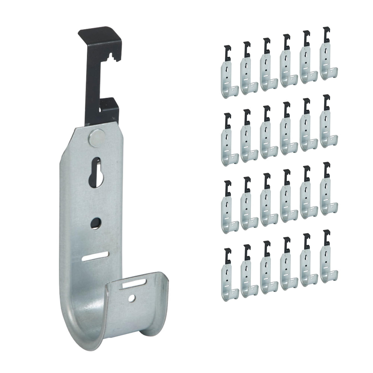 ICC 4-Inch Ceiling J Hook Cable Management Hook, Retainer Clip, 25-Pack