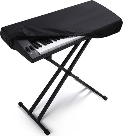 61 Keys Piano Keyboard Dust Cover, Adjustable Electric Piano Keyboard Covers for Digital Electric Pianos, Full Cover Elastic Lock Music keyboard Protector Cover - Black