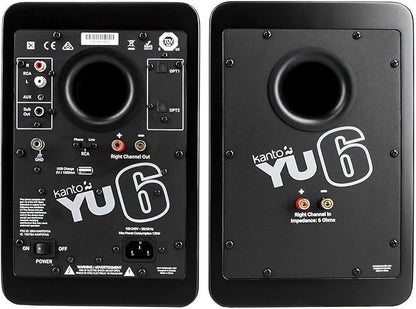Kanto YU6 Powered Bookshelf Speakers with Bluetooth (Matte Black) with SP9 Desktop Stands (Black)
