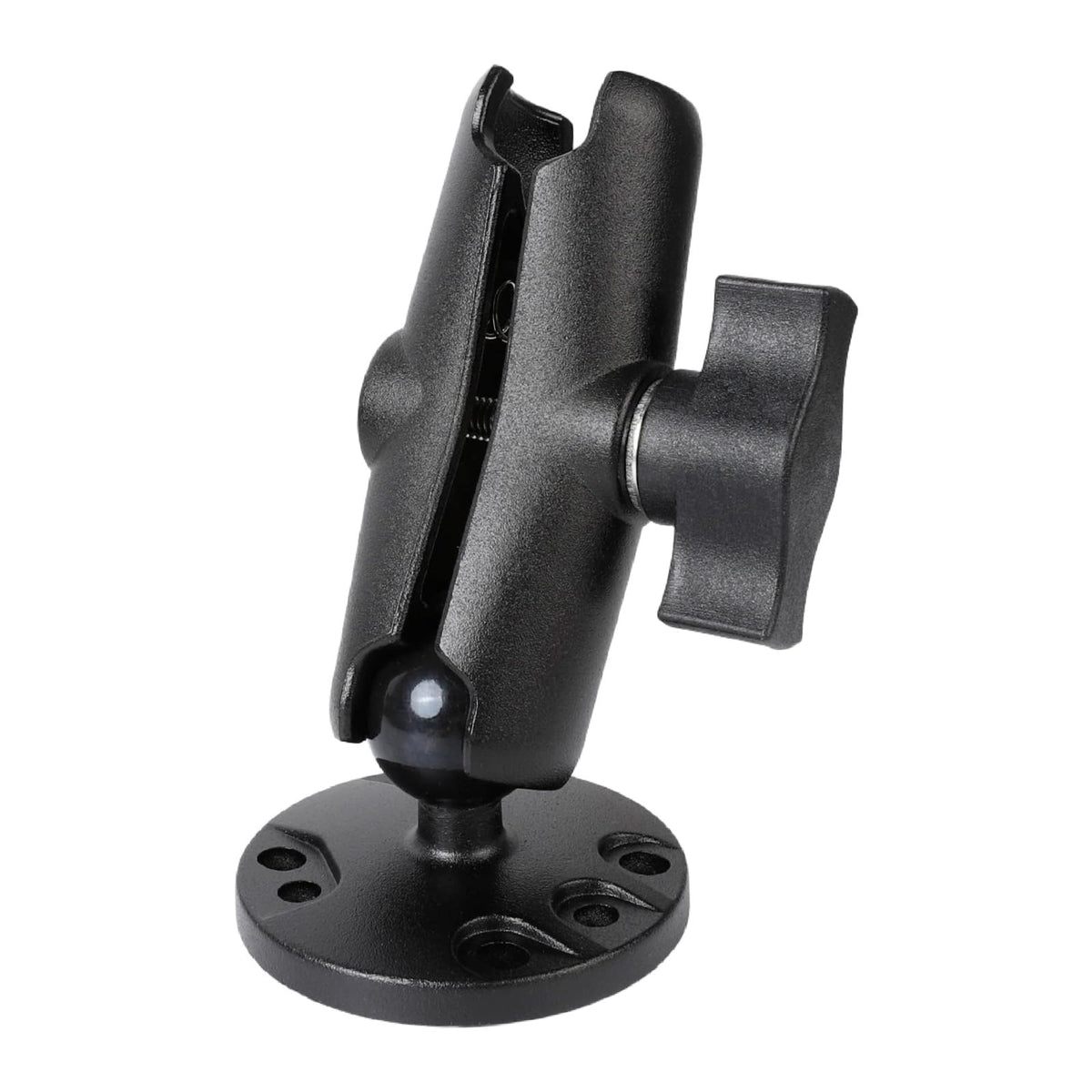 FPN 1" Ball Double Socket Arm with AMPS Hole Round Plate Base, Aluminum Alloy Arm&Drill Base, Compatible with RAM Mounts 1 Inch Ball Components, for Bike Car Motorcycle Phone Mount (6.69" Length)