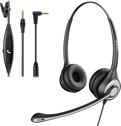 Wantek Cell Phone Headset with Microphone Noise Cancelling, Wired 3.5mm Computer Headphone for iPhone Samsung Android PC Laptop Tablet Skype Call Center Home Office, Ultra Comfort(F602J35)