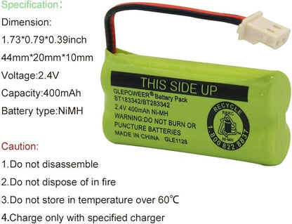 BT183342 BT283342 BT166342 BT266342 BT162342 BT262342 Battery Compatible with CS6114 CS6419 CS6719 EL52300 CL80111 Cordless Handset Phone (Pack of 2)