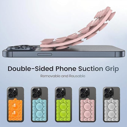 Silicone Suction Phone Holder Mount,Silicon Adhesive Phone Accessory for iPhone and Android, Hands-Free Mirror Shower Phone Holder,TikTok Videos and Selfies (Light Pink 2Pack, Double Sided)