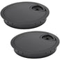 2 Pcs Desk Grommet 3-1/8" / 80 mm, Desk Cord Hole Cover, Cable Grommet Metal Zinc Alloy Materilal, Desk Hole Grommet for Home & Office Pc, Detachable Cable Cord Organizer-Flat Black