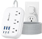 6 USB(3 USB C) Surge Protector Power Strip- Extension Cord 10 Ft with 24W USB Charging Station and 3 Outlets, Flat Plug Long Braided Extension Cord with Multiple Outlets for Home Office College Dorm