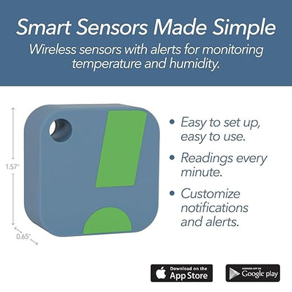 HT1 Smart Temperature Sensor and Humidity Sensor - Bluetooth Thermometer and Hygrometer with App Monitoring - Indoor/Outdoor Temperature and Humidity Monitor for RV, Basement, Fridge & More (1 Pack)