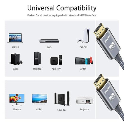 LEADSTAR HDMI Cable 4K 50 ft / 15M, Long High Speed HDMI 2.0 Cord Braided | Ultra HD, 1080p, ARC, 3D, HDCP 2.2 | for Xbox, PS5, TV, Laptop, Monitor