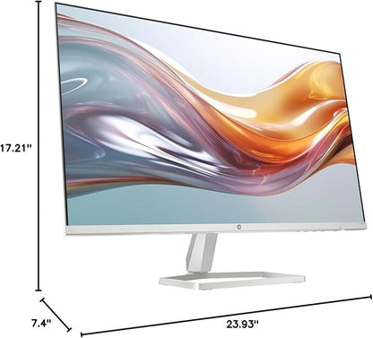 HP Series 5 527sw 27" 300 nits IPS FHD Monitor (Replaces M27FW) Adjustable Tilt, Flicker Free, Anti-Glare, Ultra-Thin, Low-Blue Light Filter, 1x HDMI, White/Silver w/DKZ Hub USB Port Expander
