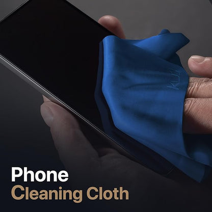 Kuzy 3 Pack Premium Microfiber Cleaning Cloth - Large Reusable Cloth for Glasses, Screens, MacBook Laptops, TVs, and Electronics - Scratch-Free, Lint-Free Cleaner, 3 Pack - Navy Blue