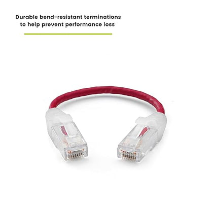 TRUECABLE Cat6 Component Rated Patch Cable, Unshielded (U/UTP), 6in, Red, 28AWG Solid Copper, Snagless 10G High-Speed Ethernet Cable, PoE++ 4PPoE 100W, UL Listed, RoHS-3, 5 Pack