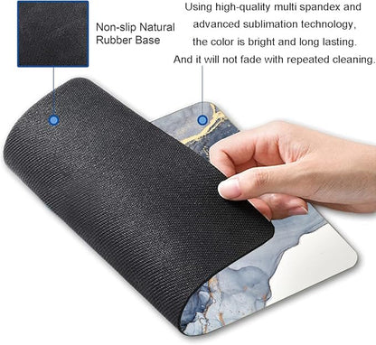 Marble Mouse Pad - Square Waterproof Non-Slip Rubber Base for Office Laptop, 9.5"x7.9"x0.12" Inch (Gilt Marble)