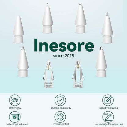 Inesore 8 Styles Replacement Tips for Apple Pencil Pro,Multiple Options Metal Durable Nibs Accessories for Apple Pencil Pro/2nd Generation/1st Gen/USB-C (8 Pack)