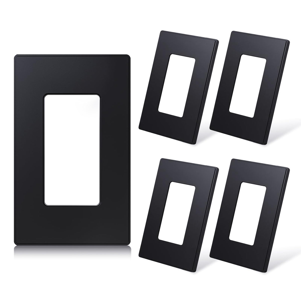 ELEGRP Matte Black 1-Gang Screwless Decorative Wall Plates, Standard Size Unbreakable Thermoplastic Faceplate Cover for Decorator Receptacle Outlet Switch, UL Listed (20 Pack)