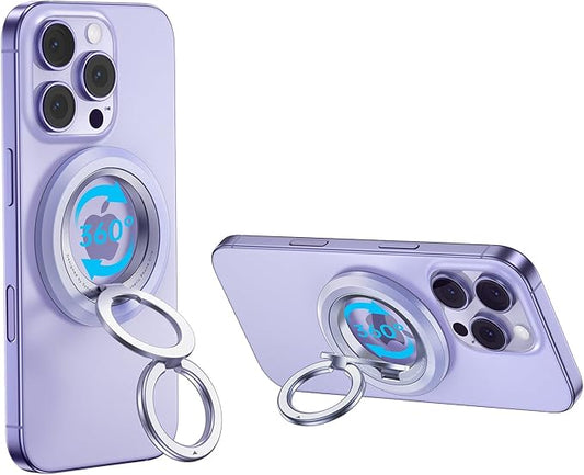 SYNCWIRE Upgraded Magnetic Phone Ring Holder for MagSafe, Magnetic Cell Phone Grip Stand Finger Ring Kickstand (Purple)