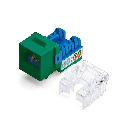 TRUE CABLE Cat6A Unshielded (UTP) Keystone Jack, 90-Degree Punch-Down RJ45 Female Module, PoE++ 4PPoE, UL Listed & TIA Certified, Green, 48 Pack