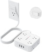 TESSAN 10 Ft Flat Plug Extension Cord with Multiple Outlets, Surge Protector Power Strip with 3 USB(1 USB C) 8 Outlets, 900J Protection, Desk Charging Station for Home, Dorm Room Essentials, White