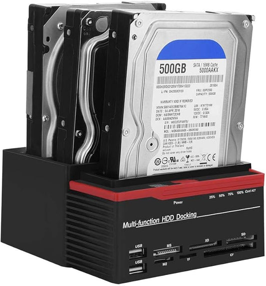 USB 3.0 SATA IDE HDD Docking Station, Three-Bay Offline Clone HUB, 12V 3A Independent Power Supply, External Hard Drive Docking Station, USB Hub Reader for 2.5 3.5 Inch HDD