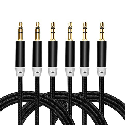 3.5mm Nylon Braided Stereo Audio Cable,(3 Pack) 4.9ft/1.5m Male to Male Aux Cord Audio Cord Compatible iPhones, iPads and Other 3.5mm DC Plug Port Device (Black)