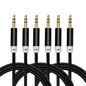 3.5mm Nylon Braided Stereo Audio Cable,(3 Pack) 4.9ft/1.5m Male to Male Aux Cord Audio Cord Compatible iPhones, iPads and Other 3.5mm DC Plug Port Device (Black)