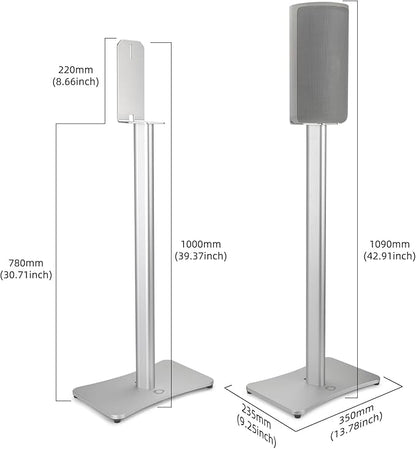Luxury Floor Stand for Sony HT-A9M2 HT-A9 SA-RRS5 - Aerospace Aluminum Speaker Stand with Adapter Kits, Hi-End Home Theater Accessory, Silver Finish