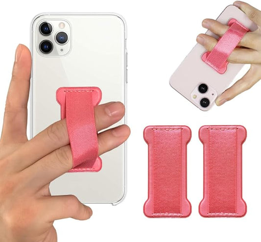 WUOJI Phone Grip Holder for Hand, Universal Finger Strap Phone Holder, Finger Selfie Grip Compatible with Most Smartphones (Pink) - 2Pack