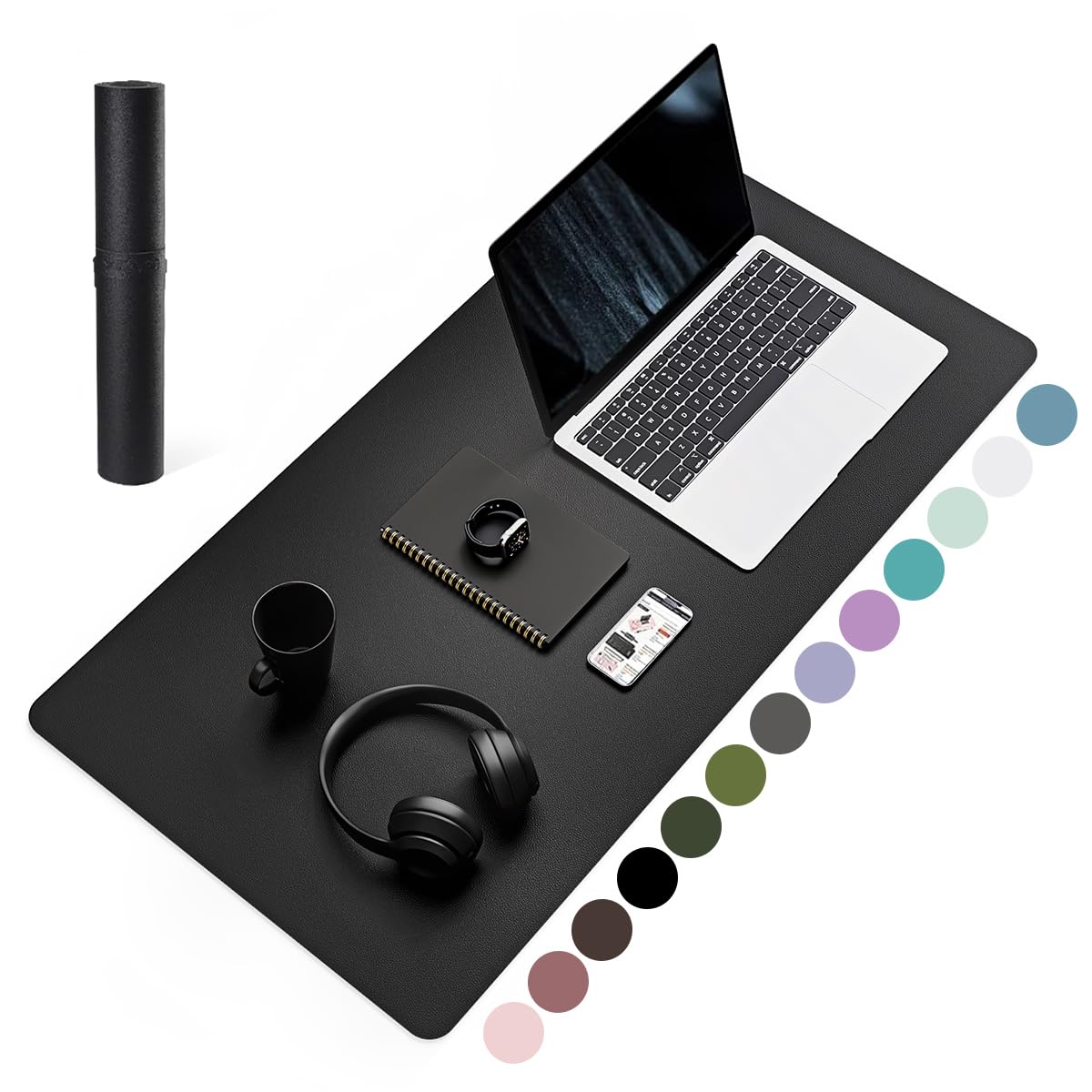 YSAGi Non-Slip Leather Desk Pad, Waterproof Laptop Computer Desk Keyboard Mat, Table Protector Blotter Mat, Large Mouse Pad for Office/Work/Home/Decor(Black, 31.5" x 15.7")