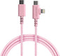 Smartish 2 in 1 USB C to USB C/Lightning Cable - Crown Joule - 6 Ft Fabric Wrapped Fast Charging Cord - for iPhone, Galaxy, Pixel - 100W Dual Fast Charger for Phones/Laptops - I'm Blushing