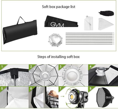 GVM 80W Photo Studio Lighting Kit, LED Video Light with Bowen Mount 23.6" Softbox, Tripod Stand, Continuous Output Daylight 5600K Lights for Photography