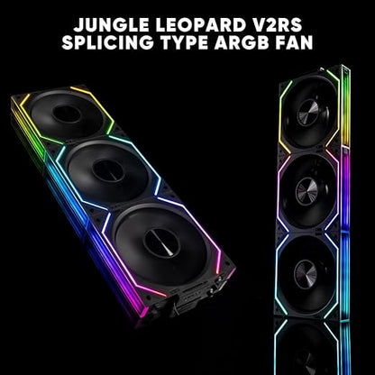 Jungle Leopard Interstellar V2 RS 120mm PC Reverse Blade Case Fan Infinity Mirror Module Daisy-Chain ARGB Fan Triple Pack Suitable Computer Cooling Fans 360mm AIO Cooler(Black-3Pack)