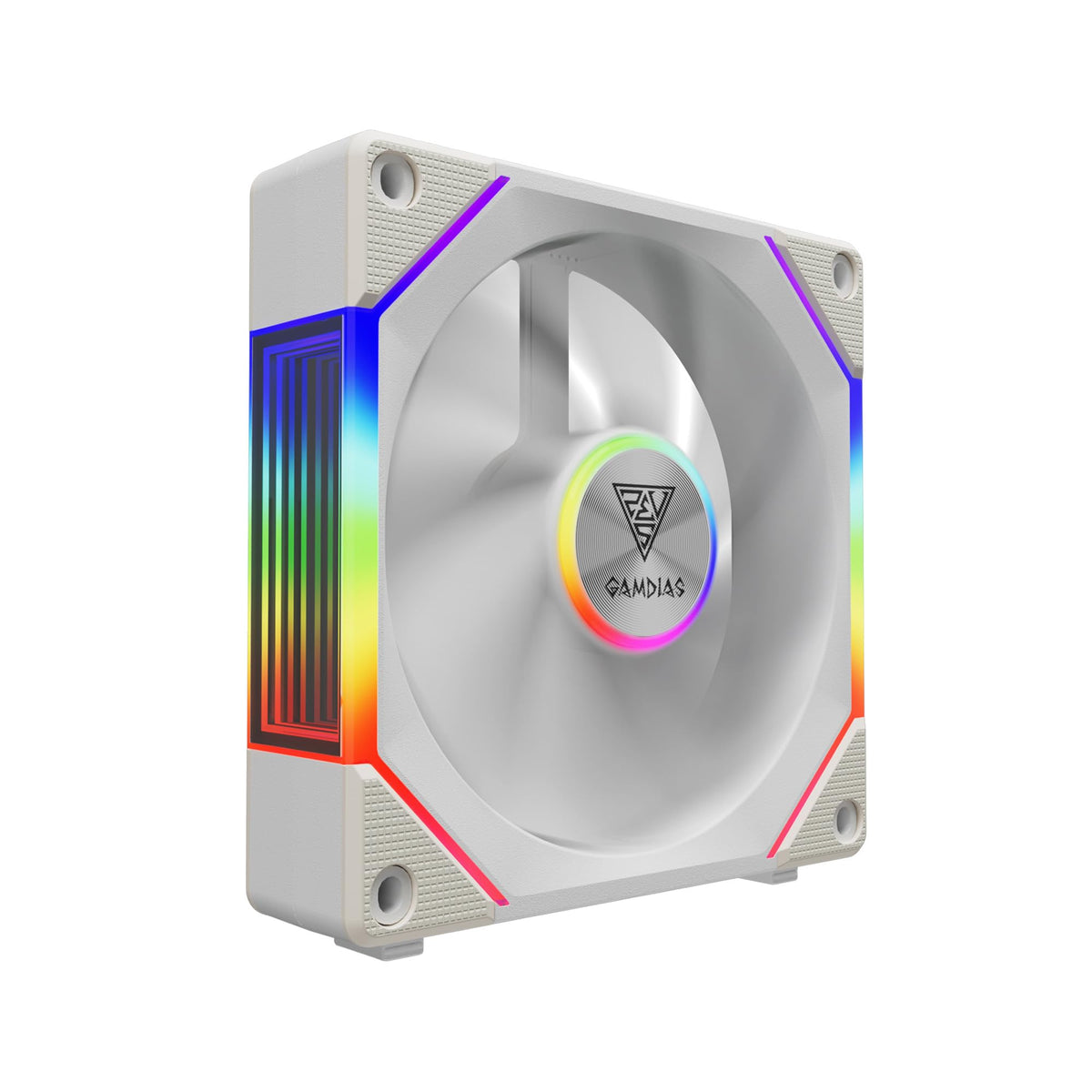 GAMDIAS Aeolus P2-1203U 120mm ARGB PWM Fan(3 Fan Pack w/USB Hub), Include Reverse Fan Blade x3, ARGB Sync Ready, Easy Installation & Cabless Daisy-Chain Design, Silent Operation, Up to 2400RPM, White