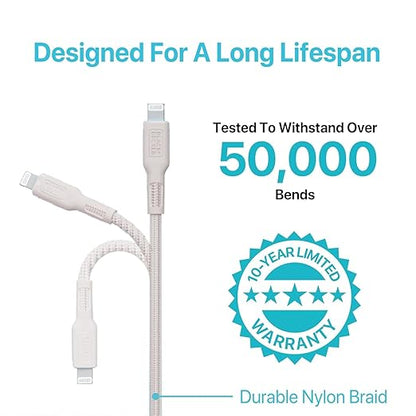 BLACK+DECKER USB C to Lightning Cable - Fast Compatible iPhone Lightning Cable - Durable Braided Type C iPhone Charger Cord - for Travel and Daily Use - Multiple Colors and Lengths - 3ft