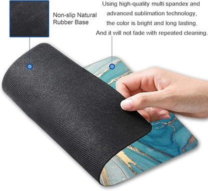 Mouse Pad, Marble Mouse Pad, Square Premium-Textured Mouse Mat Waterproof Non-Slip Rubber Base Computer Mousepads for Office Laptop Desk, Blue Marbling