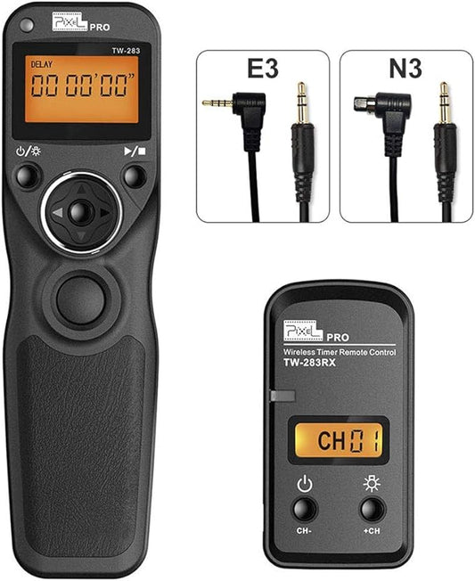 Remote Shutter Compatible for Canon, PIXEL Wireless Shutter Release Timer Remote Control E3/N3 Compatible for Canon Eos 1D 5D Mark IV 5D 6D 7D Mark R5 R6 50D 40D 30D 20D 10D D60 RP XT T7i 500D 90D