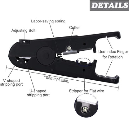 Delgada RJ45 Ethernet Network Crimping Tool Kit for Cat6 Cat5e Cat5 Crimp Tool, with 10pcs Cat5 Cat5e Connectors, 10pcs Covers, Network Cable Tester, Cutter and Stripper