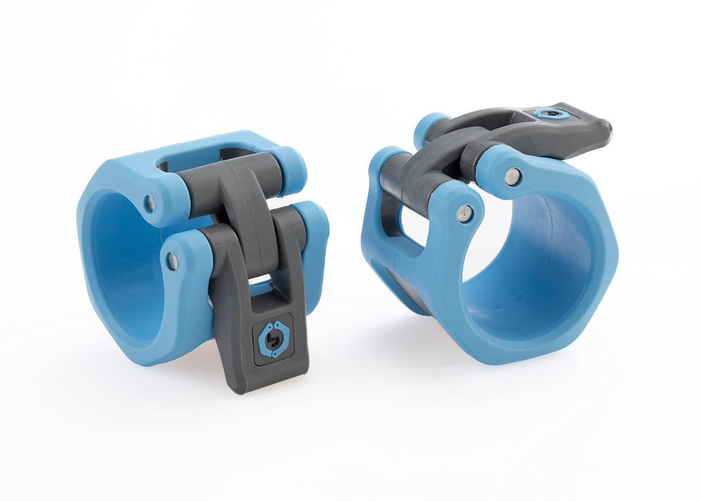 Lock-Jaw Barbell Collars HEX Olympic Barbell Clamps 2 Pcs – Heavy Duty Bar Clamps for 2” & 50mm Olympic Bars – Secure Weight Bar Clamps for Strength Training & Home Gym Accessories – Light Blue