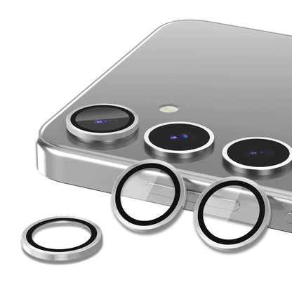 Avocase for Samsung Galaxy S25 Plus Camera Lens Protector, Individual Metal Ring Tempered Glass Lens Cover, [Strong Adsorption] Scratch Resistant Ultra-Thin HD Clear Lens Cover, 1 Set-Silvery